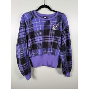 Sanrio Kuromi Purple Plaid Juniors Sweater Y2K Gothic Alt Knit LG